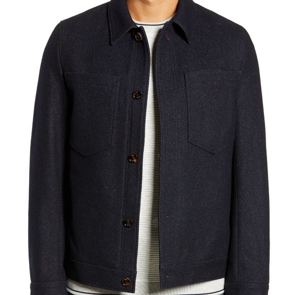 NWT Ted Baker London Mens Rarebit Slim Fit Shirt Jacket Size 6 XL Navy $445 G649 - Picture 2 of 3